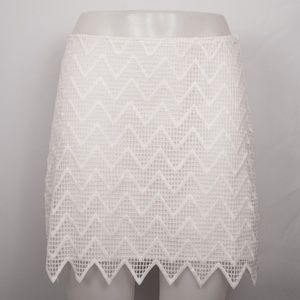 Aqua Bright-White Crochet MiniSkirt (L)